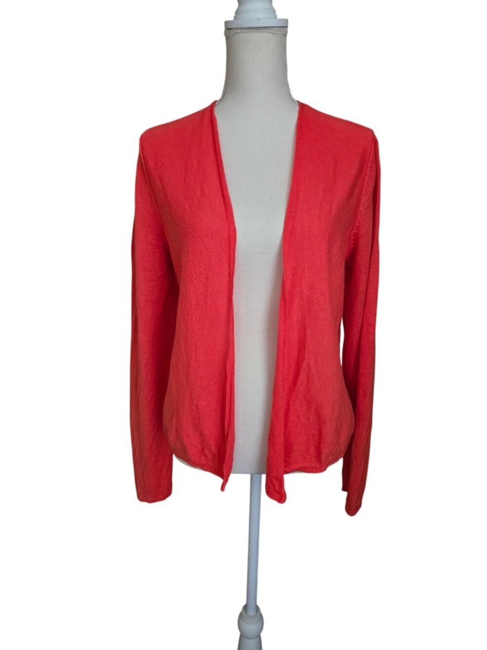 J. Jill Linen Blend Open Front Cardigan Sweater "Shrimp" Women's Medium Tall